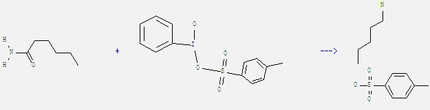 Hexanamide can react with [hydroxy(tosyloxy)iodo]benzene to get n-pentylammonium tosylate